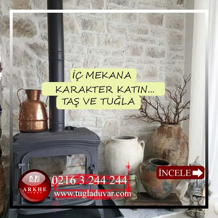 Iç mekanlara karakter katın taş ve tuğla
