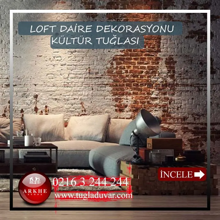 Loft dairelerde kültür tuğlası kullanımı