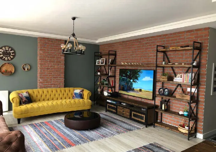 Tv ünitesi tuğla duvar
